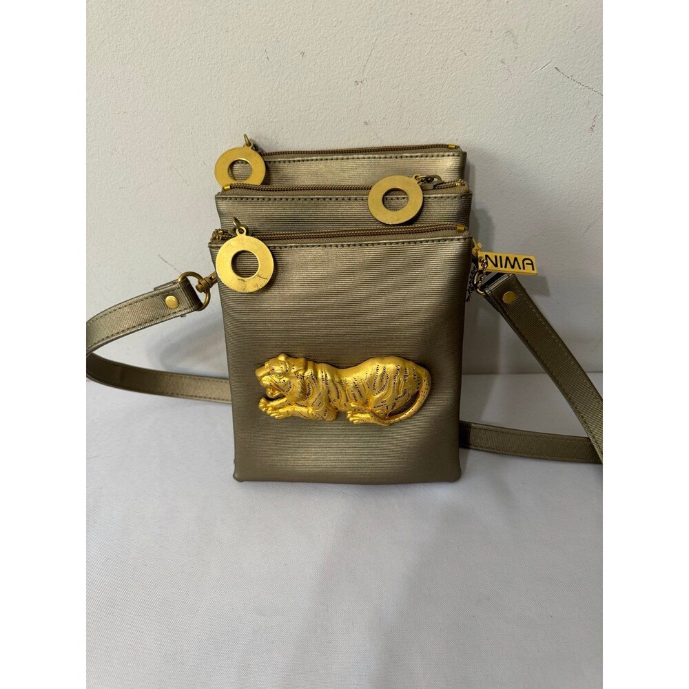 NIMA DARK GOLD MESH GOLDEN TIGER CROSSBODY MIRAGE SEIGFRIED & ROY 1990's